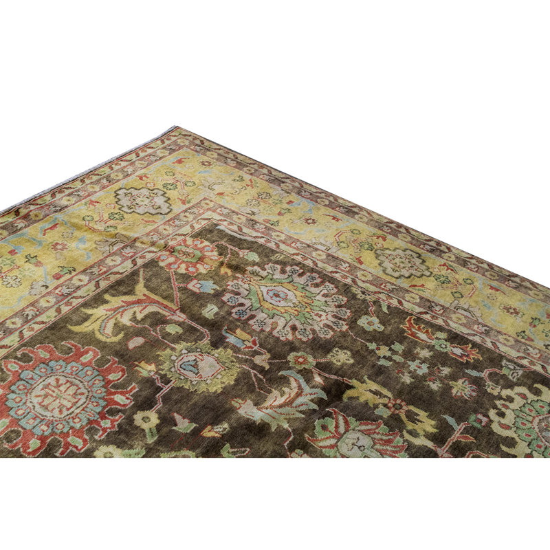 Wool Oriental Area Rug in Dark Gray/Khaki