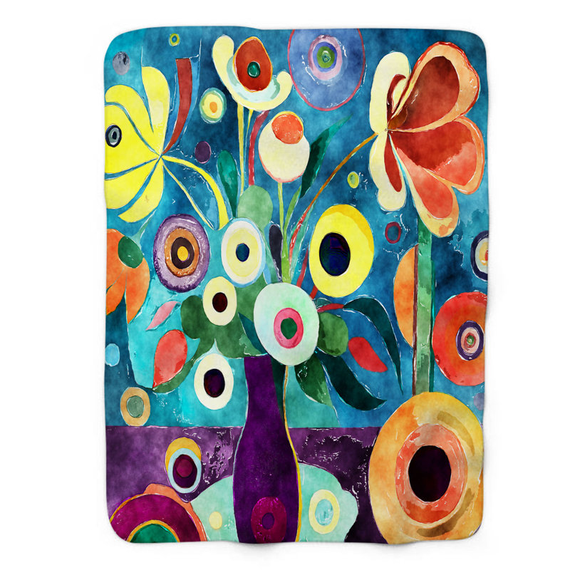 Eclectic Blossom Blast Throw Blanket, 60" W x 80" L