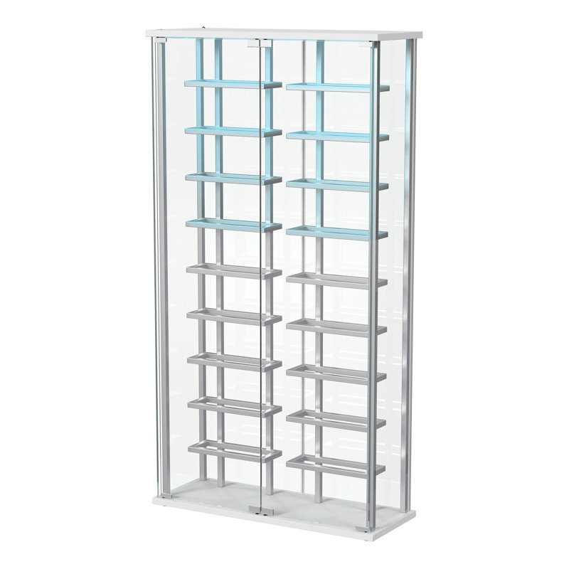 Tempered Glass Wine Storage LED Curio Cabinet Chrome