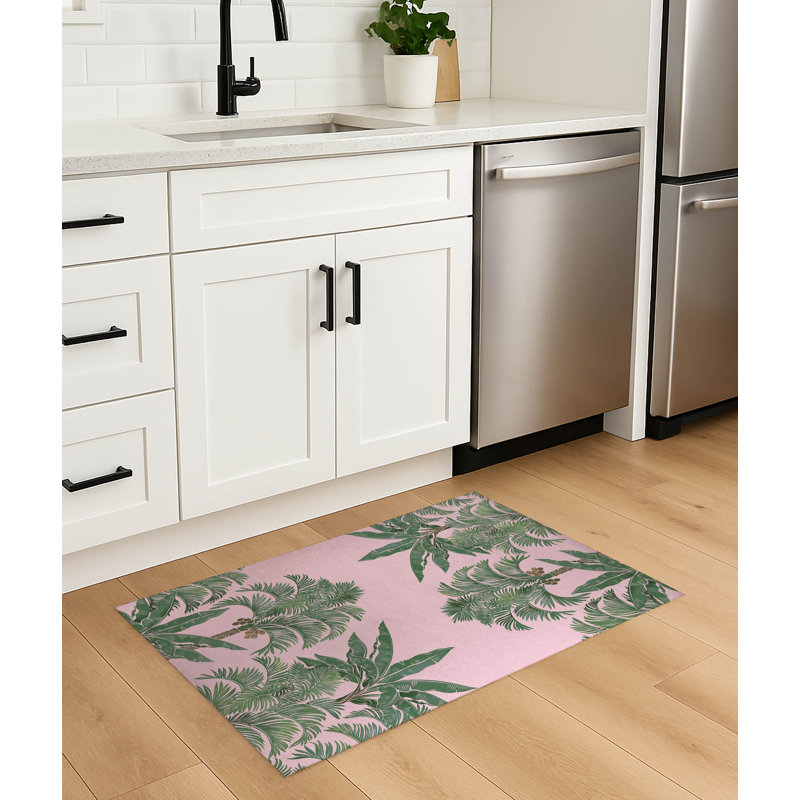Tapis de cuisine léger antidérapant In the Jungle, Rectangulaire 2 pi x 3 pi, Rose