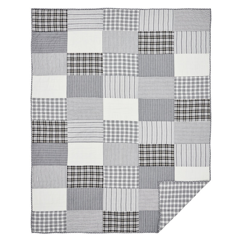 Sawyer Mill Black and White Cotton Twin Reversible Quilt