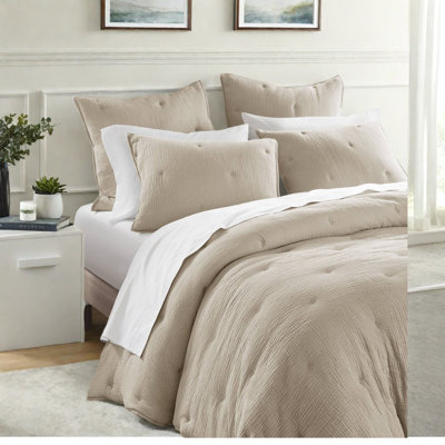 De literie pour très grand lit deux pièces, ensemble de courtepointe en mousseline de coton, taupe toutes saisons