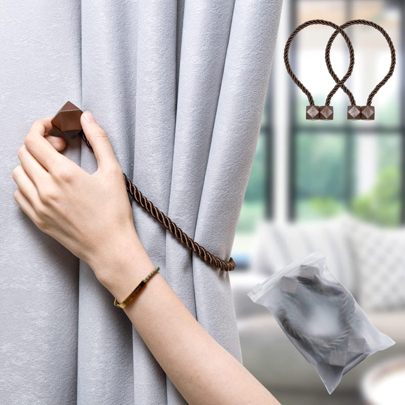 Magnetic Rhomb Curtain Tiebacks 2 Pack, Coffee