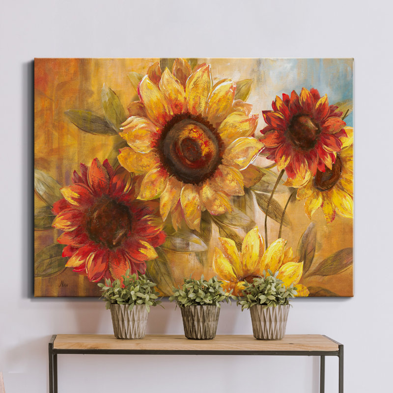 Tournesol Cheer - peinture sur toile tendue, H 40 po x l 30 po x P 1 po