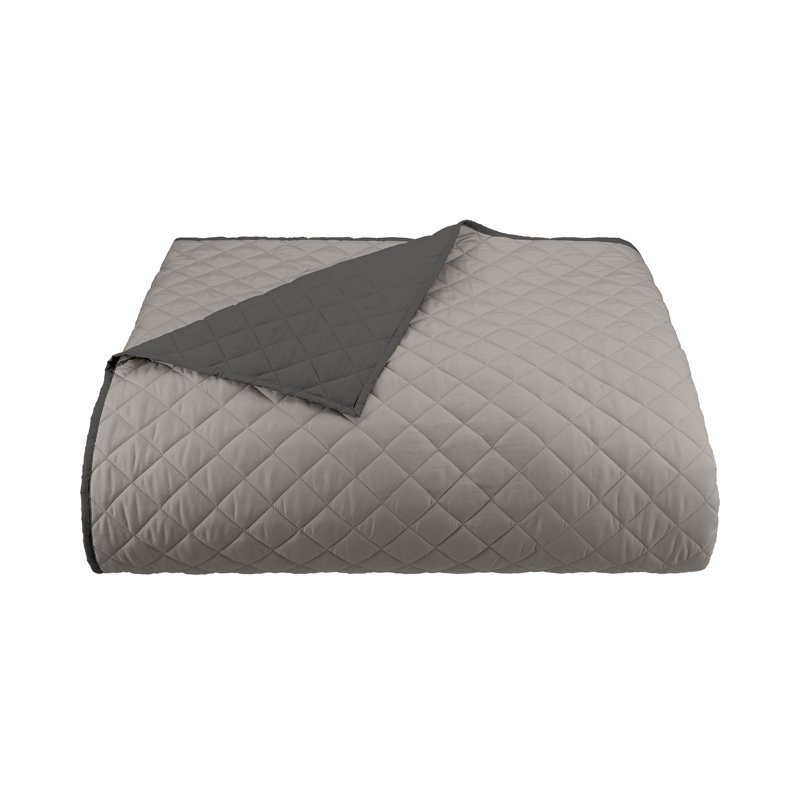 Martex Reversible Coverlet, Twin, Light Grey/Graphite