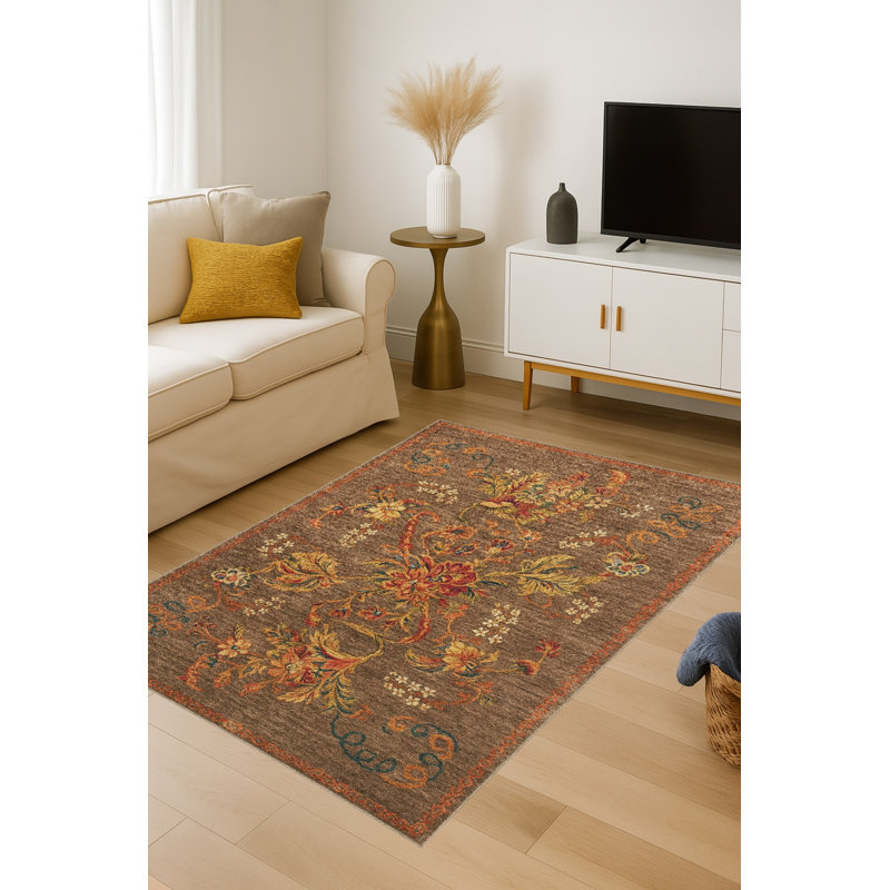 Tapis vert tissé à motif lavable Mosso, 2'6" x 4'11"