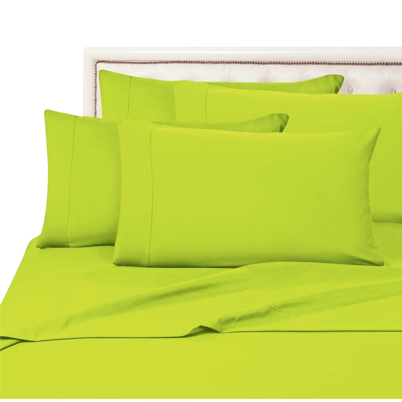 Ensemble de draps en polyester 1500 fils, Ensemble de draps pour grand lit, Citron vert
