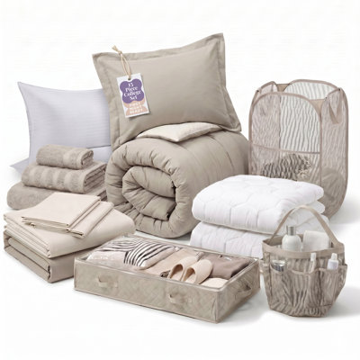 Back to College Kit, Twin xl Bed in a Bag With College Essentials