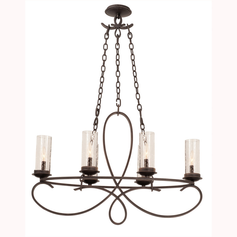 Grayson 6 LT Heirloom Bronze Chandelier Kalco, Seeded Side Glass