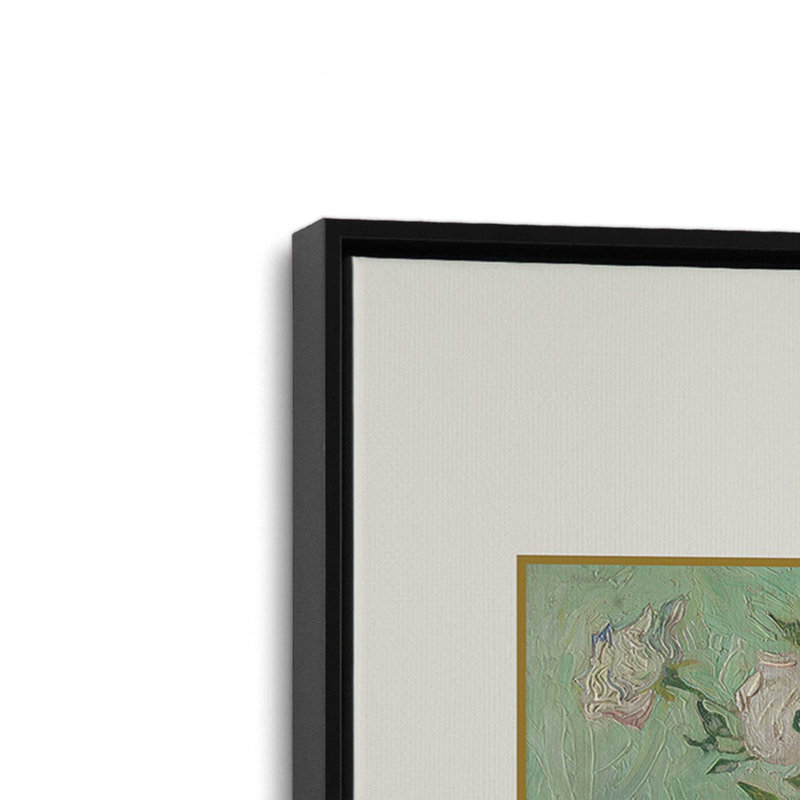 Van Gogh's Roses 1890, Cadre flottant noir satiné, H 30,75 po x l 20,75 po