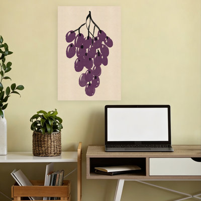Purple Grape Cluster Minimalist Organic Fruit Nature Wall Art Print by Nicholas - Wrapped Canvas Print
