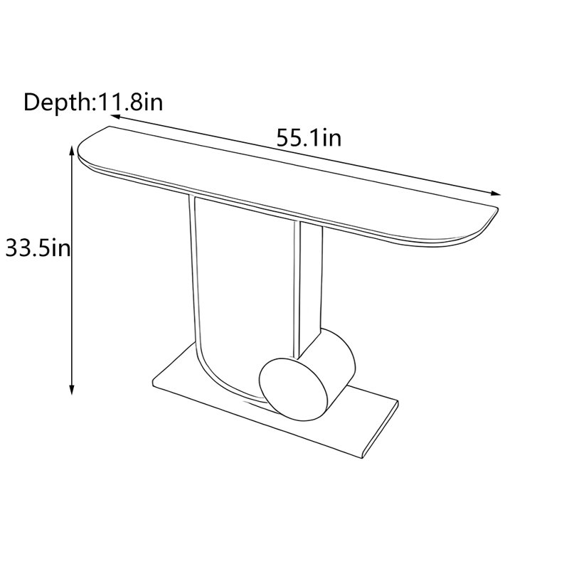Console Italian Luxury, H 33,5 po x l 55,1 po x P 11,8 po, Noir