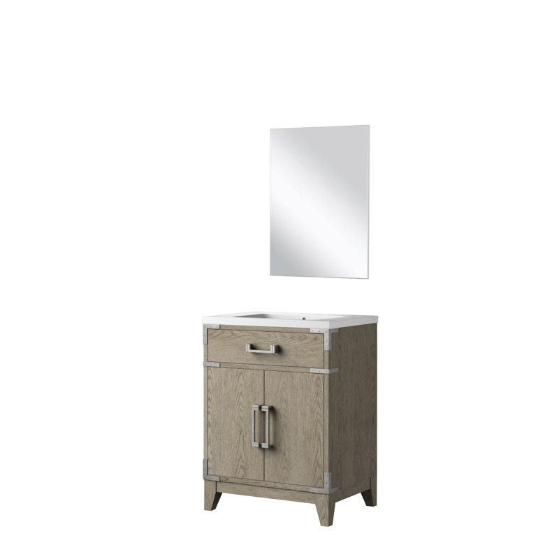 Meuble-lavabo simple en chêne gris l 24 po x P 18 po, comptoir en acrylique et miroir 18 po, Gray