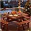 Table de pique-nique carrée pour 8 personnes avec trou pour parasol