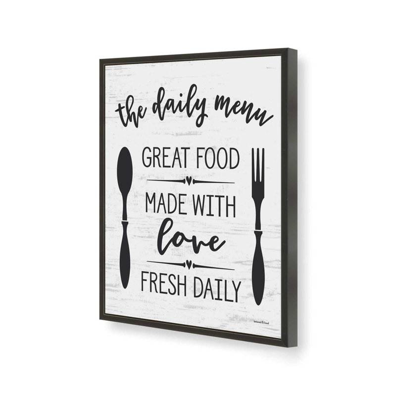 Le menu quotidien par lettres et doublure, reproduction d'art, 36 W x 48 H, Black, Framed Print