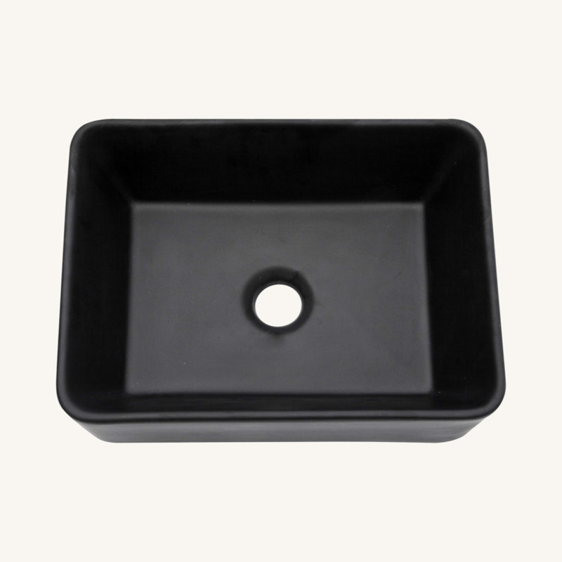 Lavabo de salle de bain vasque rectangulaire en céramique 16 po x 12 po, Noir mat