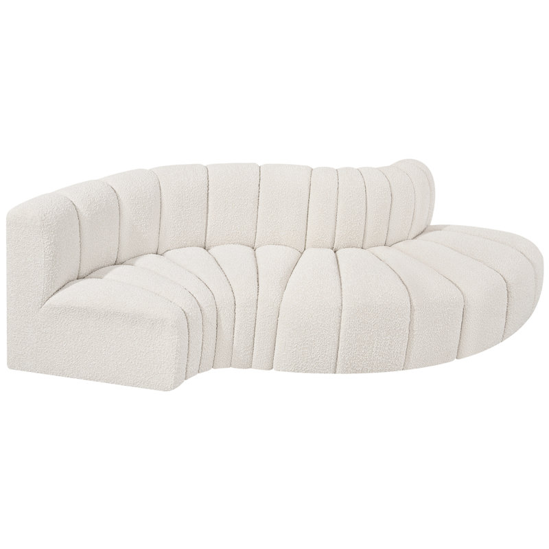 Houssam Upholstered Curved Sectional Reversible, Cream Boucle Fabric