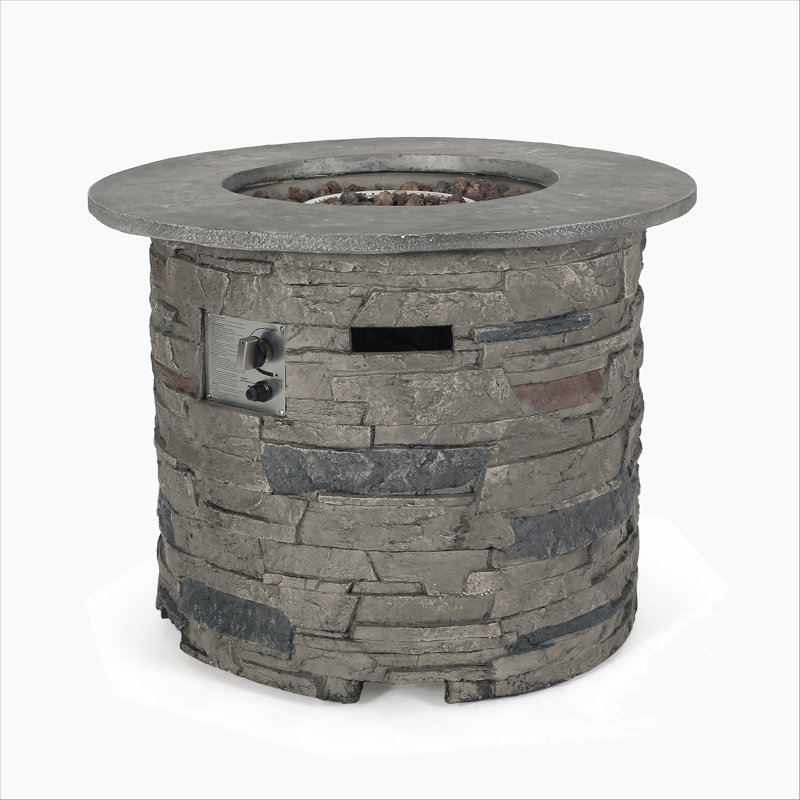 Outdoor 32" Round MgO Propane Fire Pit, Grey Top - 40,000 BTU