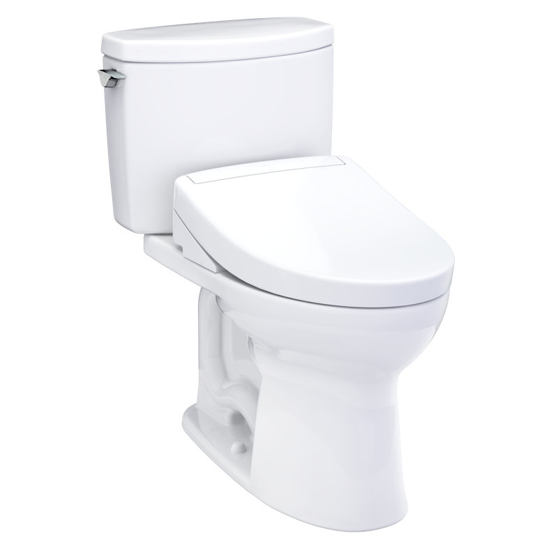 TOTO® WASHLET+® Drake® II 1G® Two-Piece Elongated 1.0 GPF Toilet and WASHLET+® S5 Bidet Seat, Cotton White - MW4543446CUFG#01