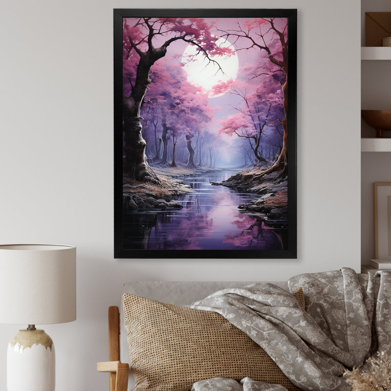 Érable sur fond améthyste sur toile, H 40 po x l 30 po x P 1,5 po, Cadre photo noir