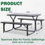 Ensemble de table de pique-nique gris avec bancs, table de salle à manger en plastique grain de bois avec structure en métal robuste, table de pique-nique de jardin pour tous les espaces extérieurs, 6 personnes