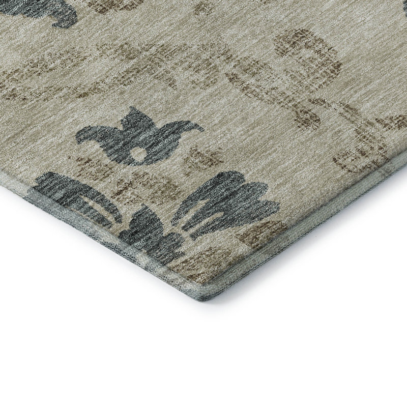 Tapis beige Prisco lavable à la machine de qualité supérieure, Rond 8 pi