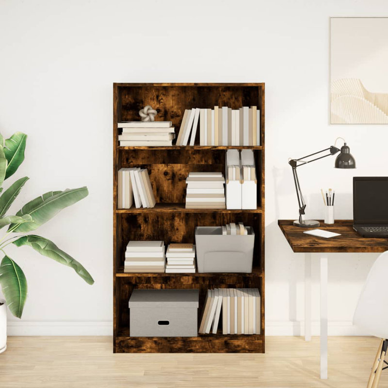 Athema Standard Bookcase, (4 Shelves) 143cmH x 80cmW x 24cmD, Smoked Oak
