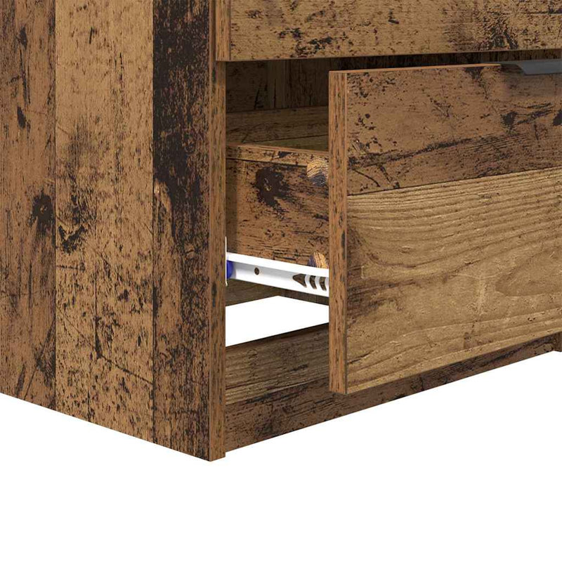 45cm W Manufactured Wood Bedside Table, Old Wood