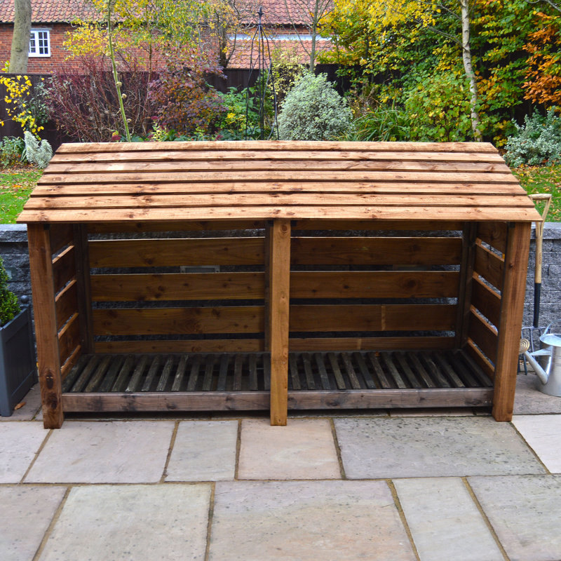 230cm W x 80cm D Solid Wood Log Store, Rustic Brown