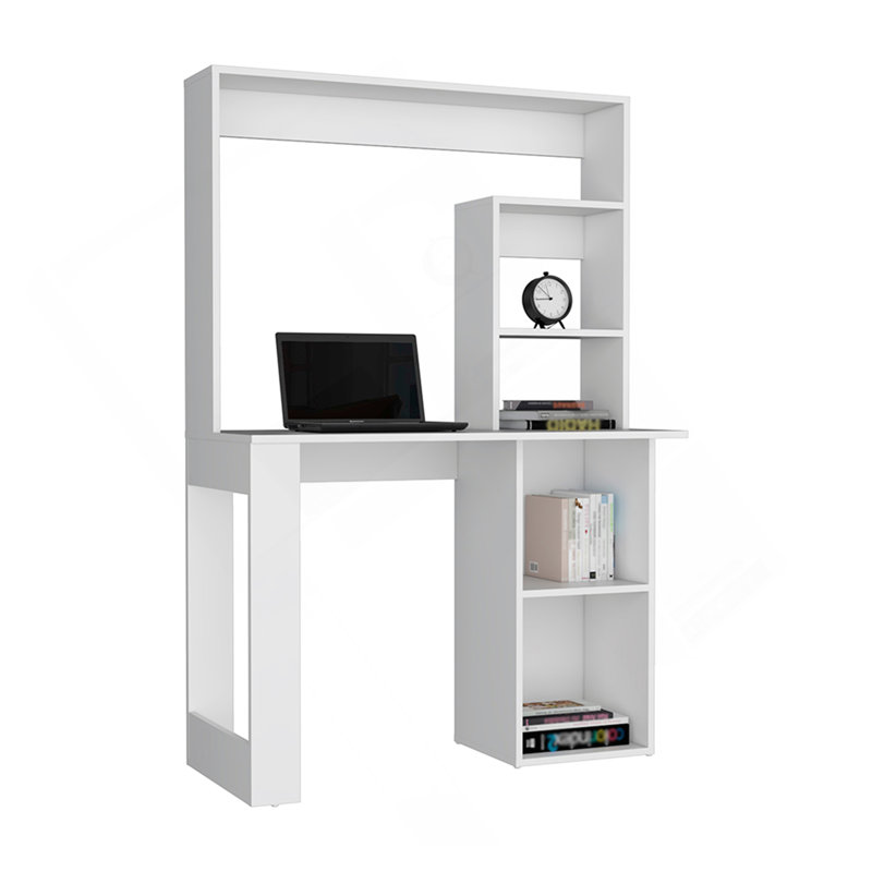Bureau d'écriture avec tablettes et huche, blanc, Blanc