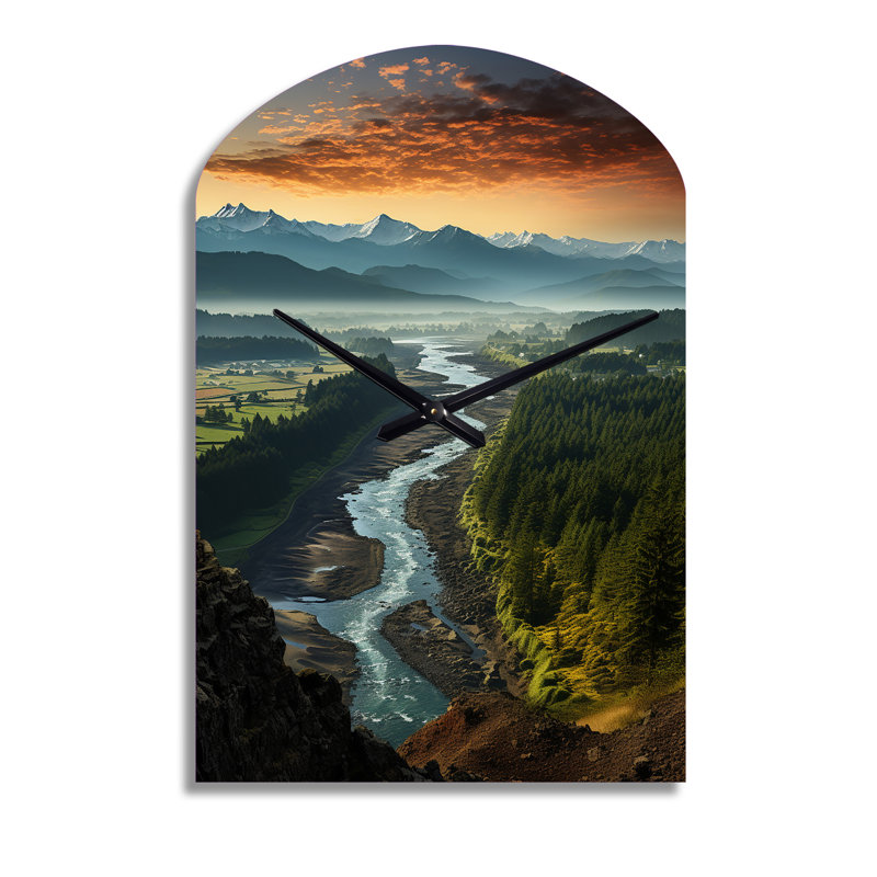«Oregon River Landscape III - Oregon Arch», horloge murale, Moyenne