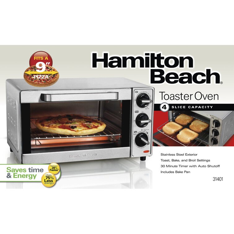  Hamilton Beach Countertop Toaster Oven & Pizza Maker Large 4- Slice Capacity, Stainless Steel (31401): Home & Kitchen