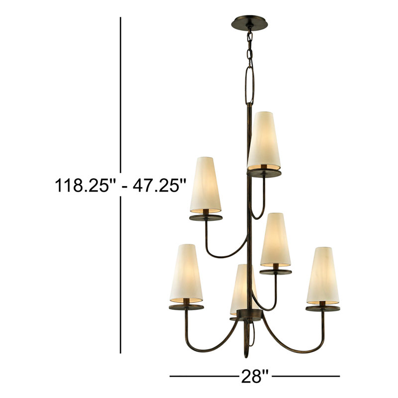 Marcel 6 - Light Chandelier, Textured Bronze