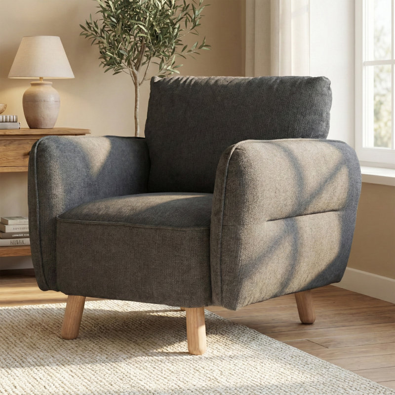 Upholstered Armchair, Dark Grey