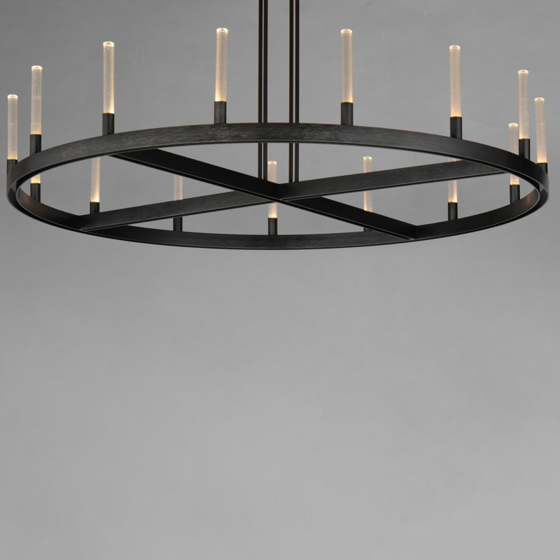 Briarcliff 15 - Light Dimmable LED Wagon Wheel Chandelier, Black
