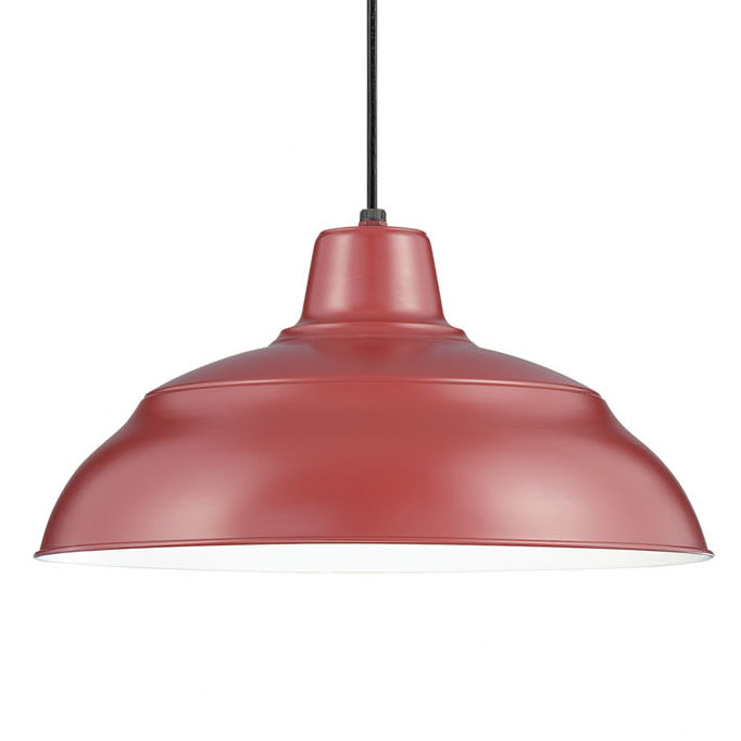 Abrahamson 1 - Light RLM Single Dome Pendant, Satin Red, 8.25"H x 14" W x 14" D