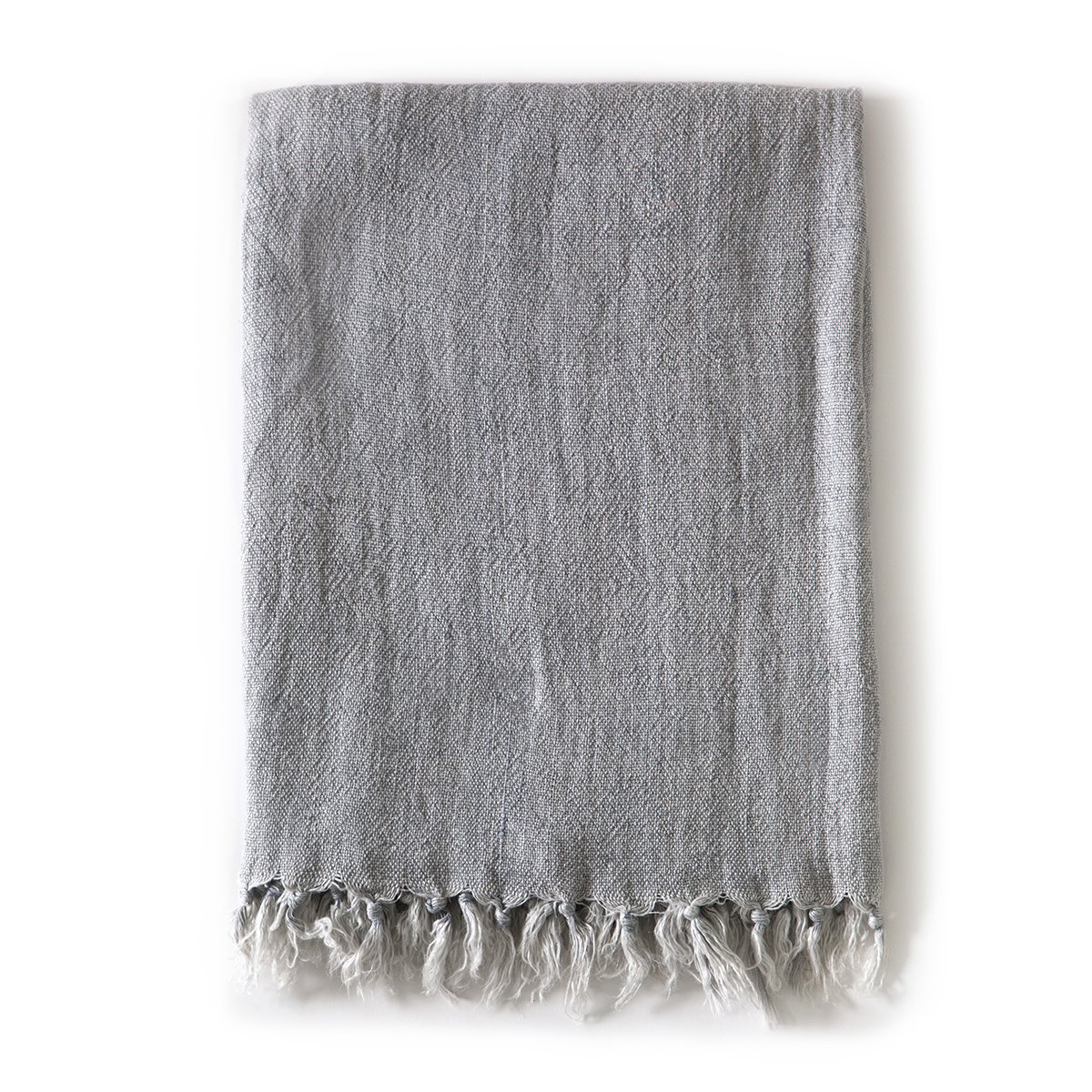 Montauk Linen Hand Woven Throw Blanket, Ocean, 50" W x 70" L