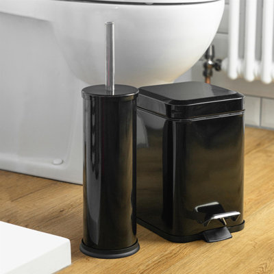 Harbour Housewares 3L Mismatched Bathroom Bin & Brush Set
