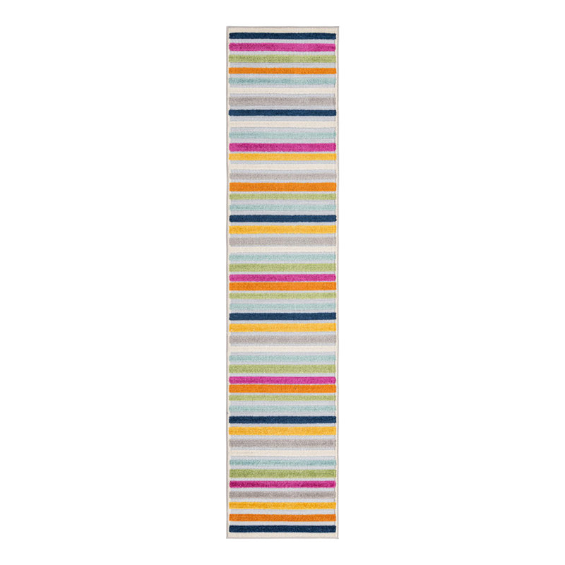 Striped Indoor / Outdoor Rug, Runner 2' x 10'