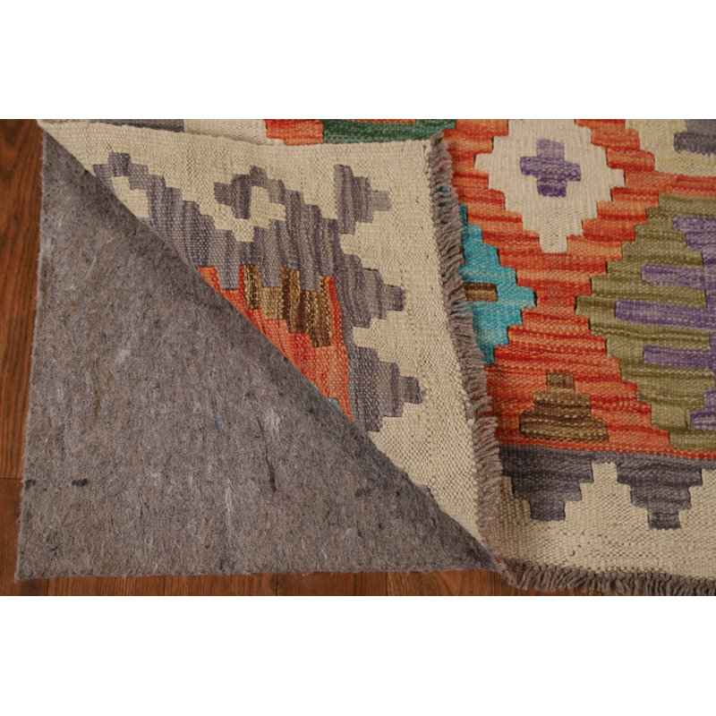 Tapis géométrique en laine Kilim 5 x 6