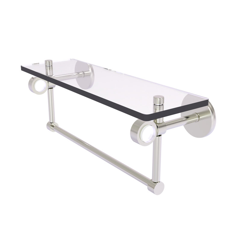 Margolis Bracket Shelf with Towel Bar, Satin Nickel, 6.2" H x 22" W x 5.65" D