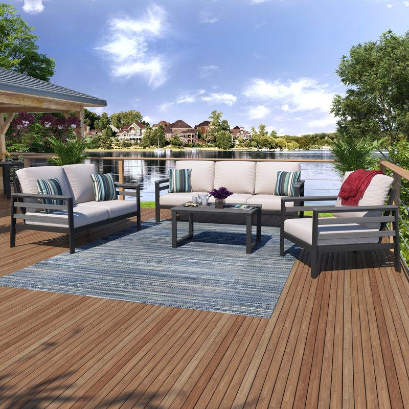 Townsend 6 - Person Patio Conversation Set with Cushions, Sunbrella Canvas Natural