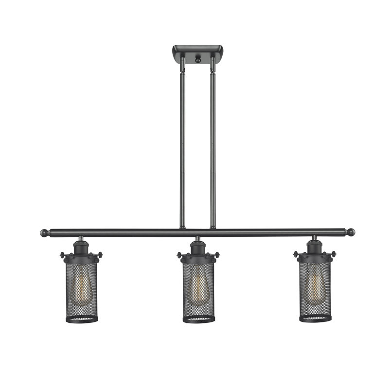 Luminaire suspendu linéaire à 3 lumières pour îlot de cuisine Calixta, Noir mat, Transparent, Ampoule non incluse