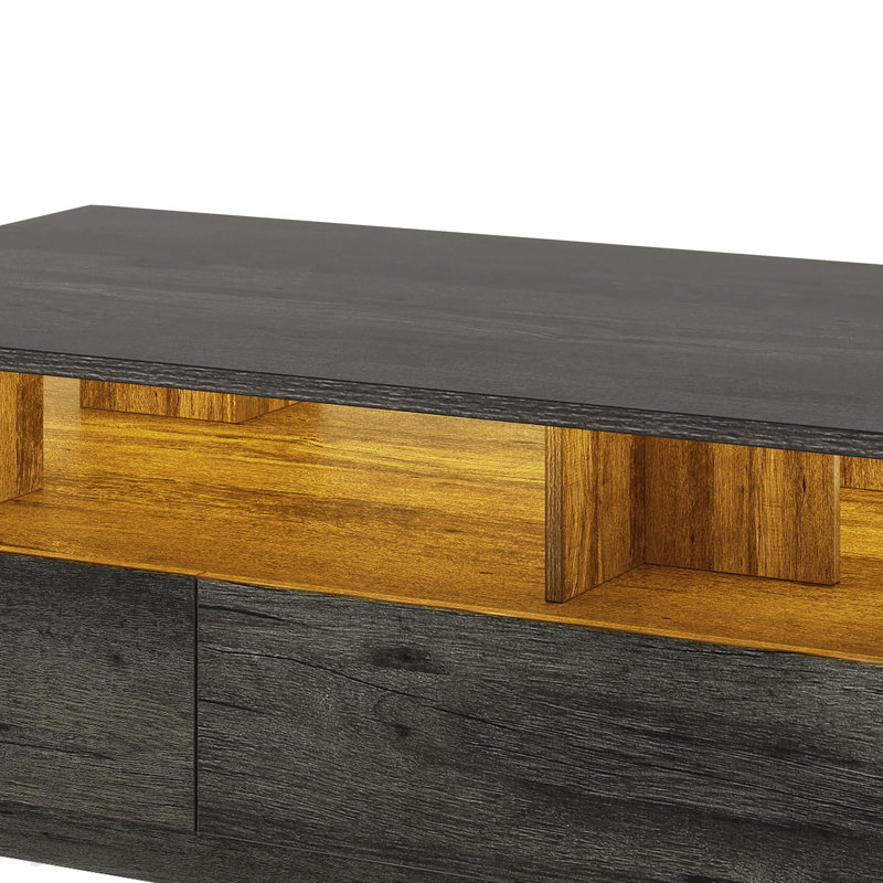 Ellise LED Coffee Table with 4 Drawers, Charcoal Oak