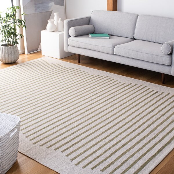 Ebern Designs Estuardo Flatweave Cotton Striped Rug & Reviews | Wayfair