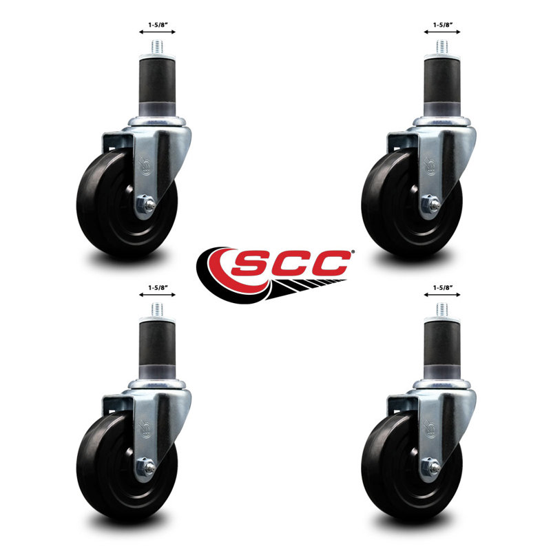 Ensemble de roulettes extensibles pivotantes en caoutchouc dur SCC NB 4 po x 1-5 / 8 po