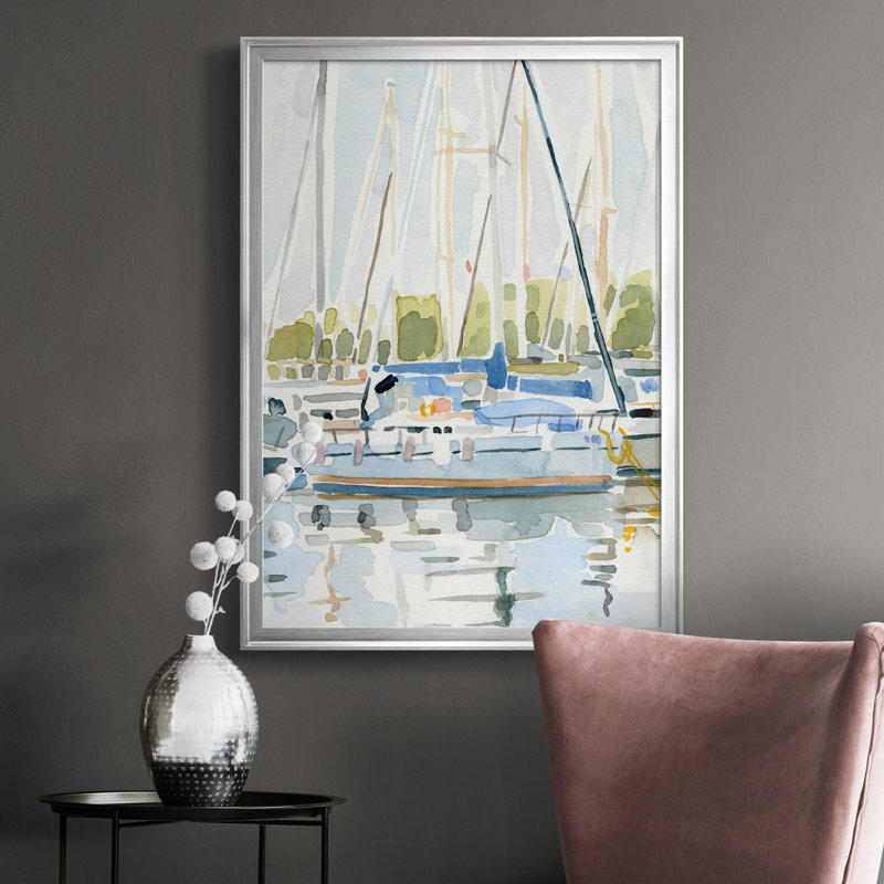 By the Bay II - Peinture sur toile encadrée, Argent, H 30,5 po x l 22,5 po x P 1 po