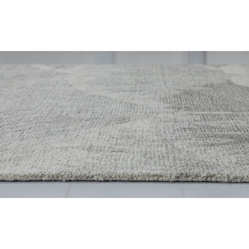 Gingko Hand Tufted Gray Area Rug, Rectangle 7'6" x 9'6"