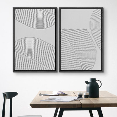 2 pièces géométriques abstraites à motif géométrique abstrait, impression sur toile