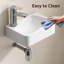 Lavabo de salle de bain flottant mural - Lavabo de salle de bain rectangulaire suspendu 14 po x 10 po en porcelaine blanche avec robinet et bonde